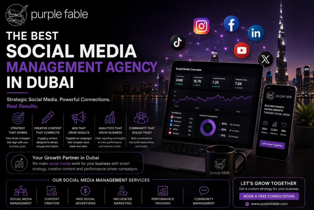 Best social media management agency in Dubai – Purple Fable social media marketing and growth strategy